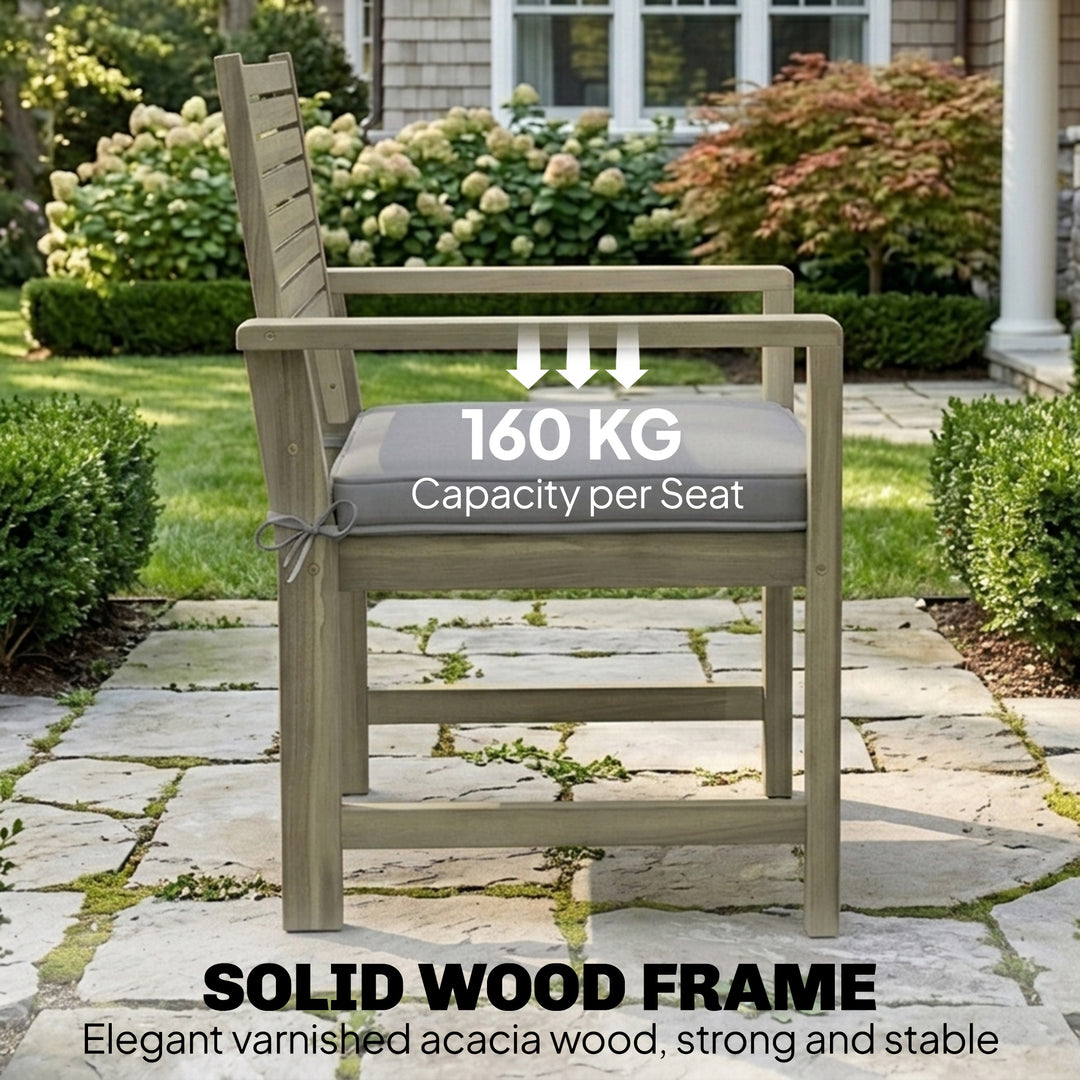 4 Seater Wooden Garden Furniture Set with Loveseat, Armchairs, Table, 
