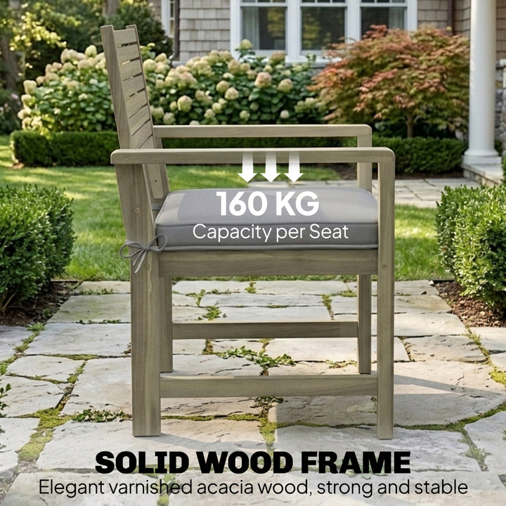 4 Seater Wooden Garden Furniture Set with Loveseat, Armchairs, Table, 