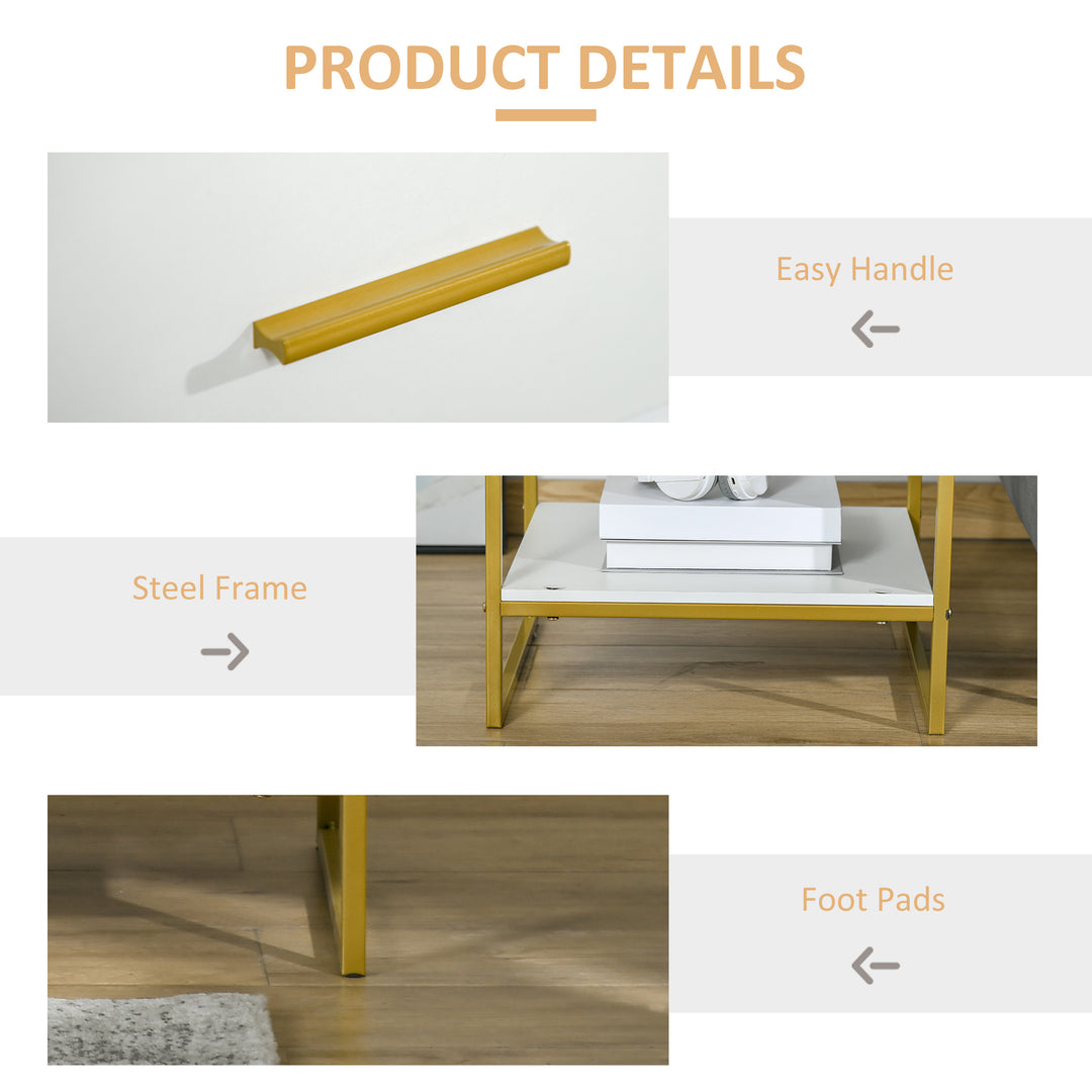 Modern Bedside Table - White