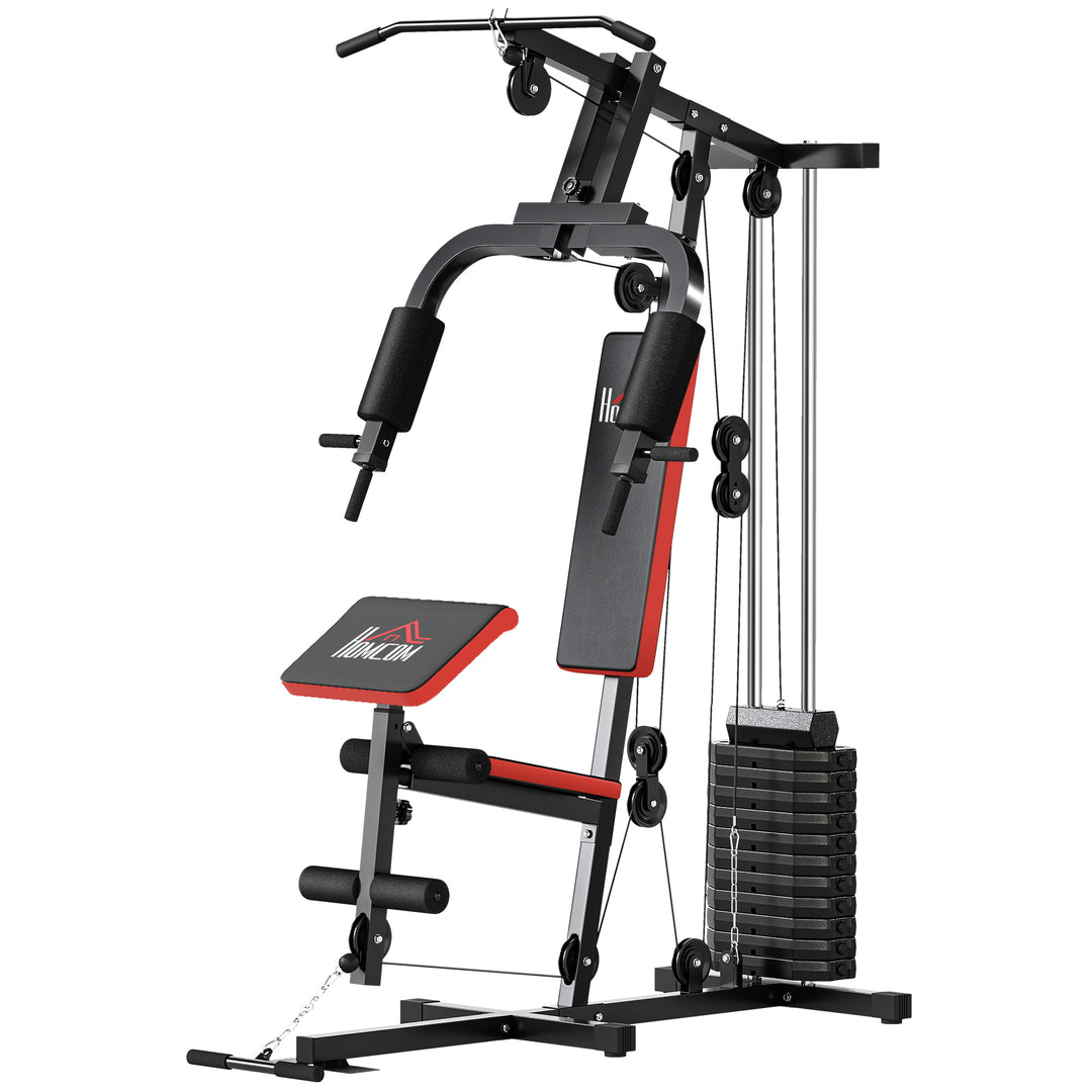 Multigym Station, with 66KG Weight Stack, for Strength Training, Black