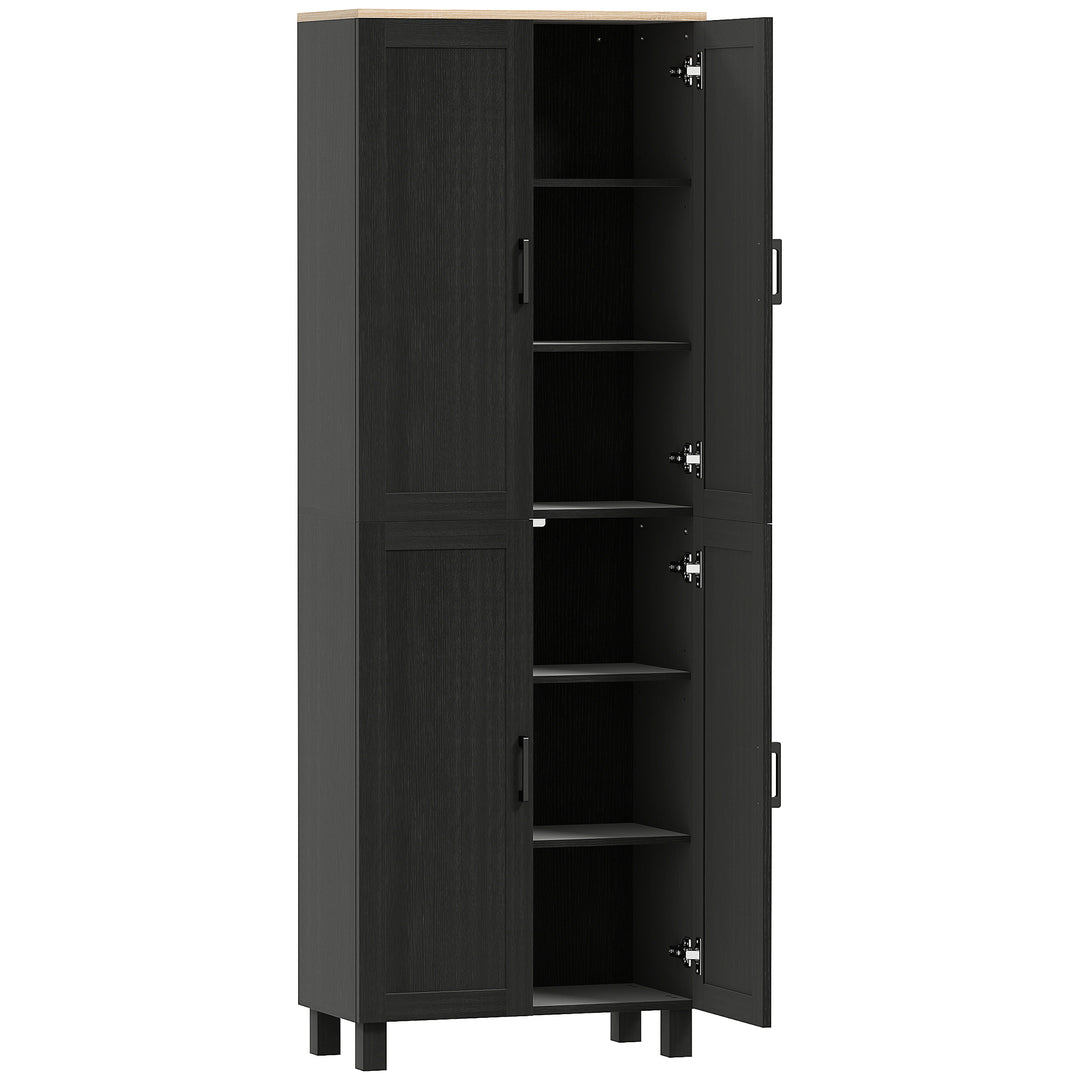 Freestanding Kitchen Cupboard, 4-Door Storage Cabinet Organizer with Adjustable Shelves - Black