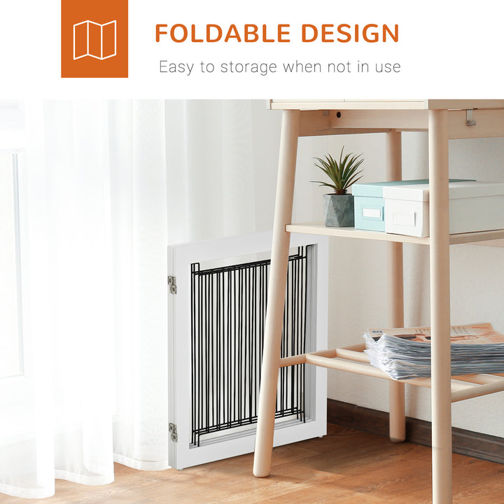 MCL Foldable Pet Gate, with Three Panels & Two Support Feet - White