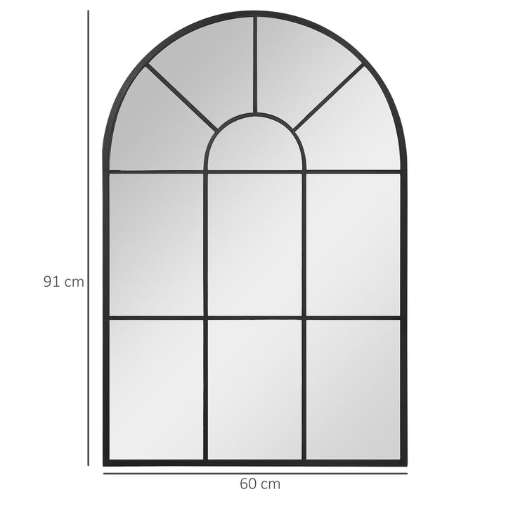 HOMCOM Arched Wall Mirror Modern, 91 x 60 cm, Window Style for Living Room, Bedroom, Sleek Design, Black | Aosom UK