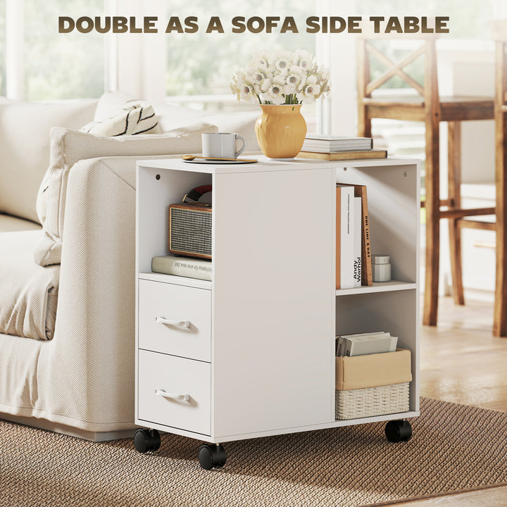 Narrow Mobile Printer Table with Wheels, Rolling Printer Stand with Dr