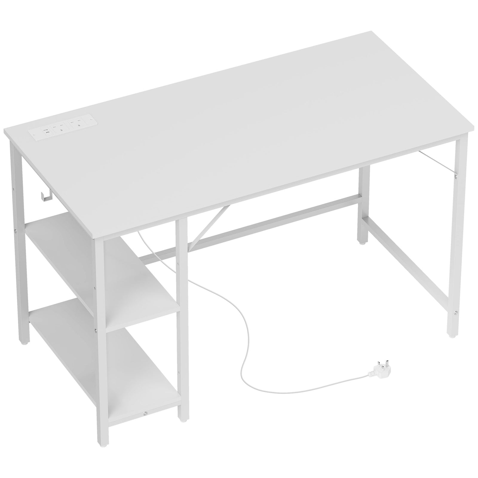 Computer Desk, with Power Sockets - White