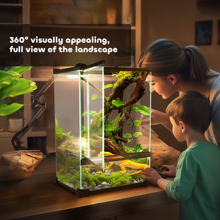 12L Vivarium for Lizards, Frogs, Snakes, Turtles, Tortoises w/ Anti-Escape Design, Ventilation