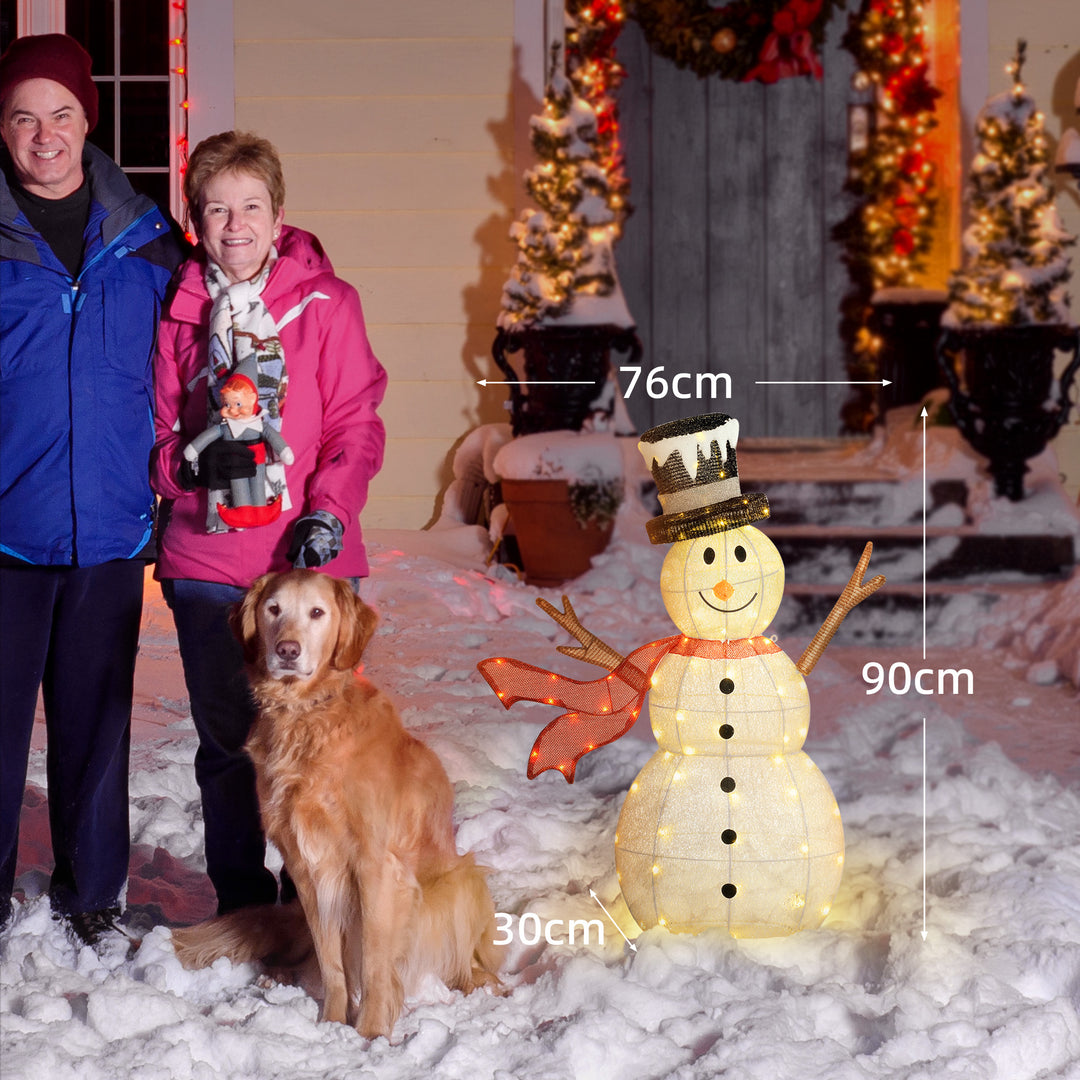 3ft 78 LED Light Outdoor Snowman Decoration, with Accessories