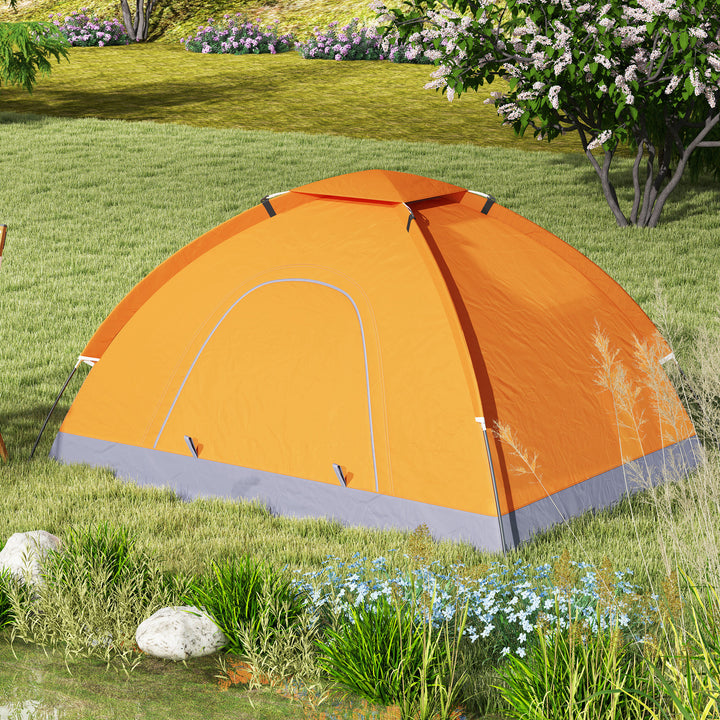 2 Person Camping Tent, Dome Tent with Zipped Doors, Storage Pocket, Portable Handy Bag, Orange