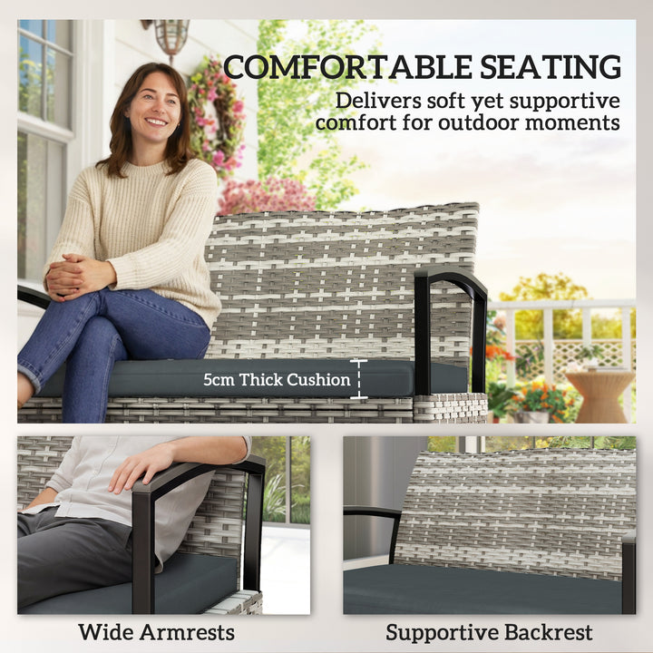 125L Garden Storage Bench, 2 Seater PE Rattan Outdoor Bench Storage Bo