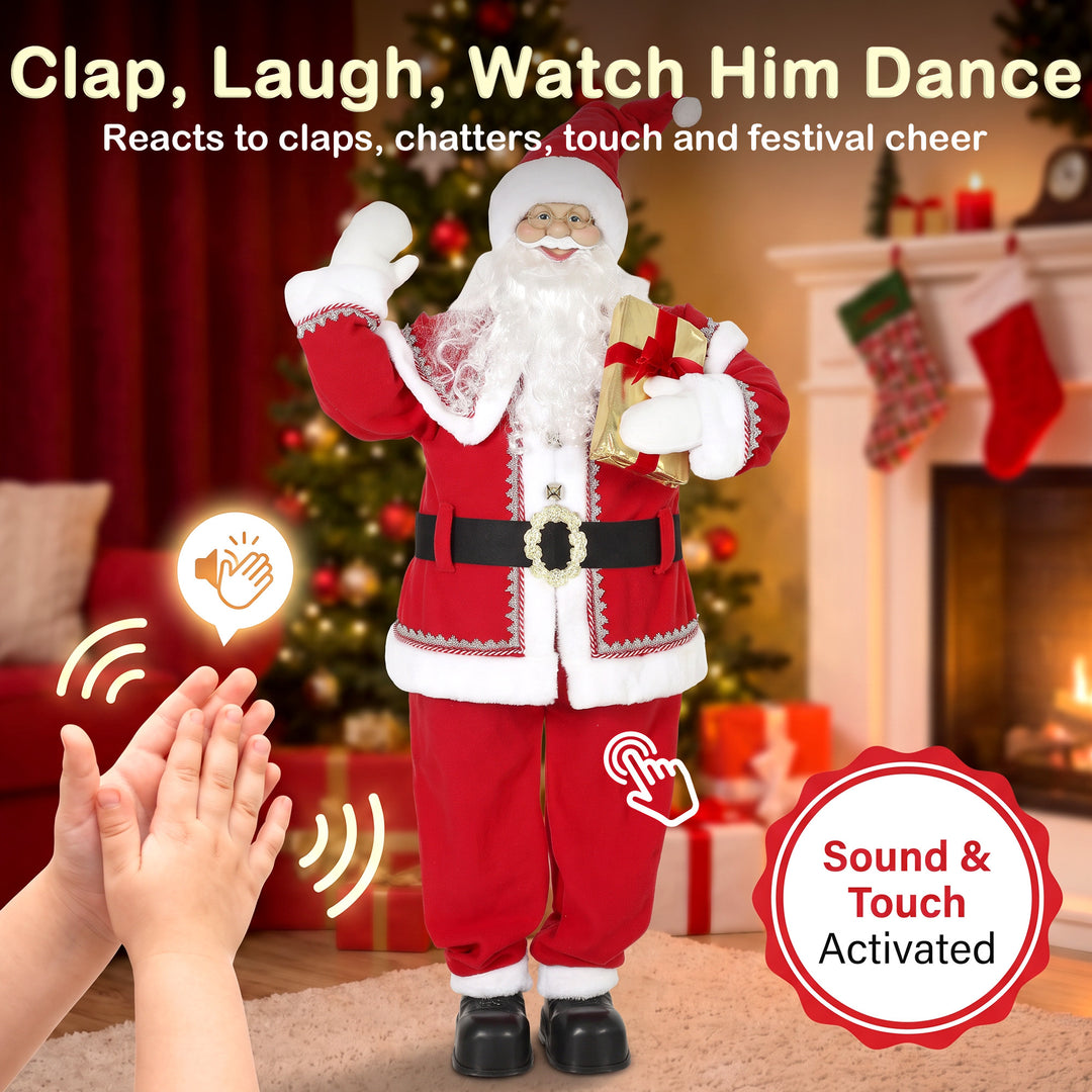 5ft Life Size Singing Santa Claus, Animated Santa with Rotating Head - view 5