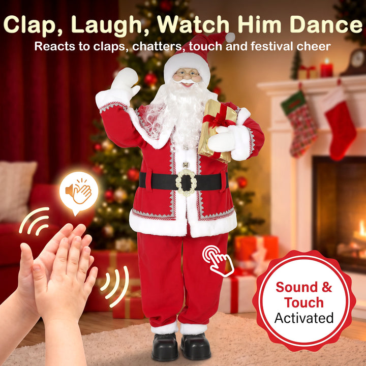 5ft Life Size Singing Santa Claus, Animated Santa with Rotating Head - view 5