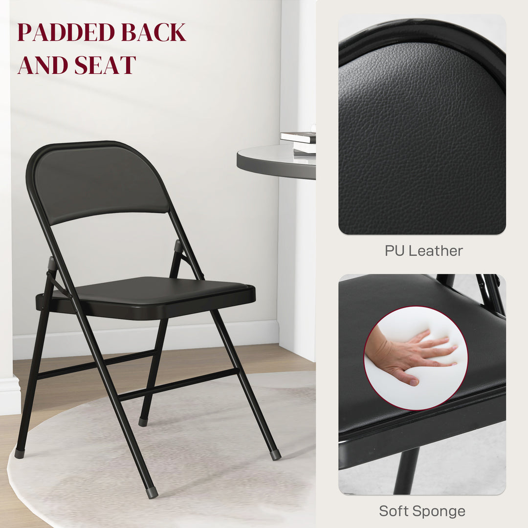 Set of Two Cushioned Folding Chairs - Black