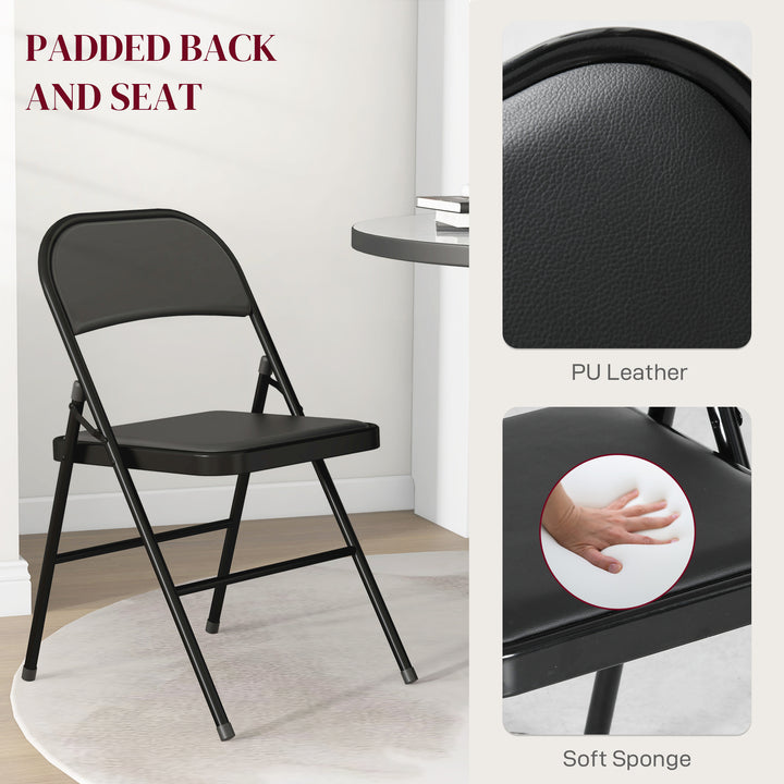 Set of Two Cushioned Folding Chairs - Black