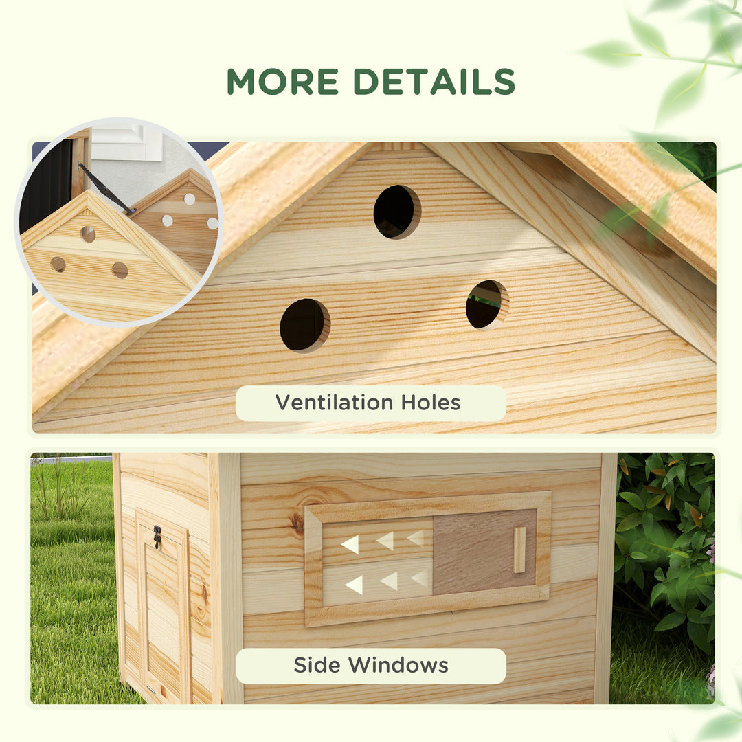 Wooden Duck House with Double Doors, Openable Roof, Ventilation Holes, Removable Base, Natural Wood Finish