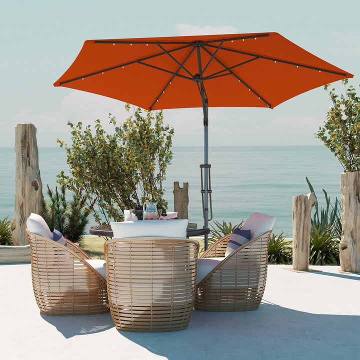 3(m) Solar LED Cantilever Parasol - Orange