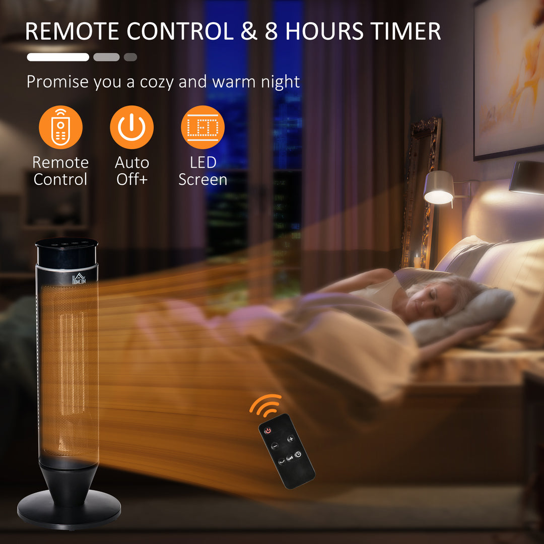 21 Inch Space Heater, 1000W/2000W Ceramic Electric Heater and Fan, Overheating & Tip-Over Protection, 8H Timer, 42° Oscillation, Portable Heater for Home