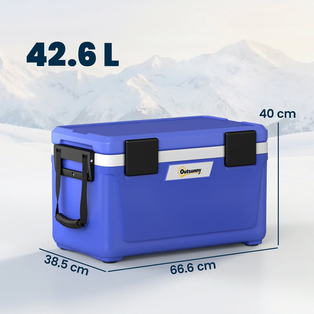 42.6L Insulated Cool Box, Lightweight Portable Ice Cooler with Handle,