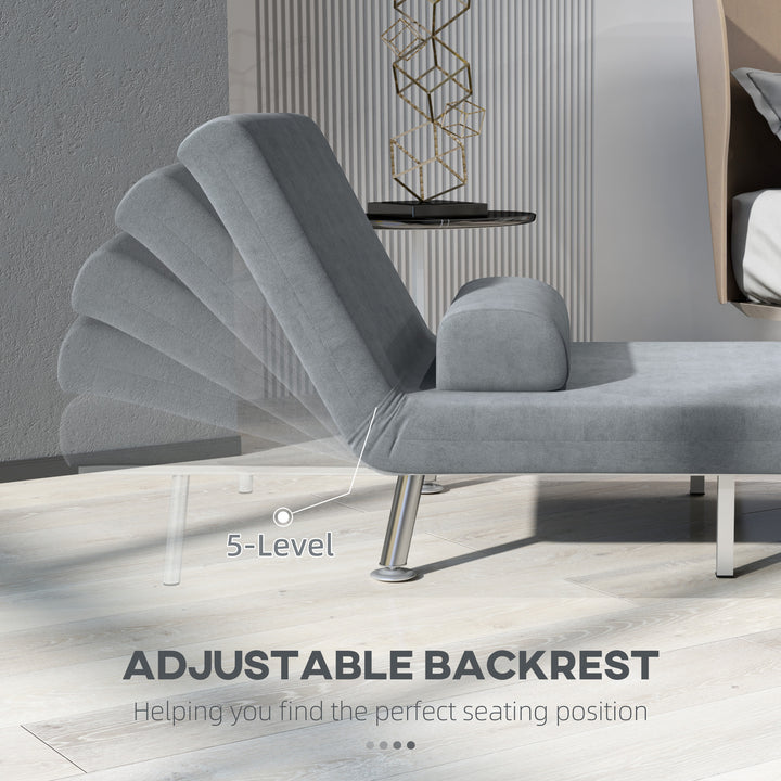 Single Velvet-Feel Sleeper Chair - Grey