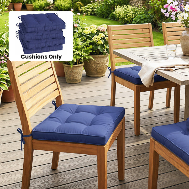 Garden Seat Cushion with Ties, 42 x 42cm Replacement Dining Chair Seat