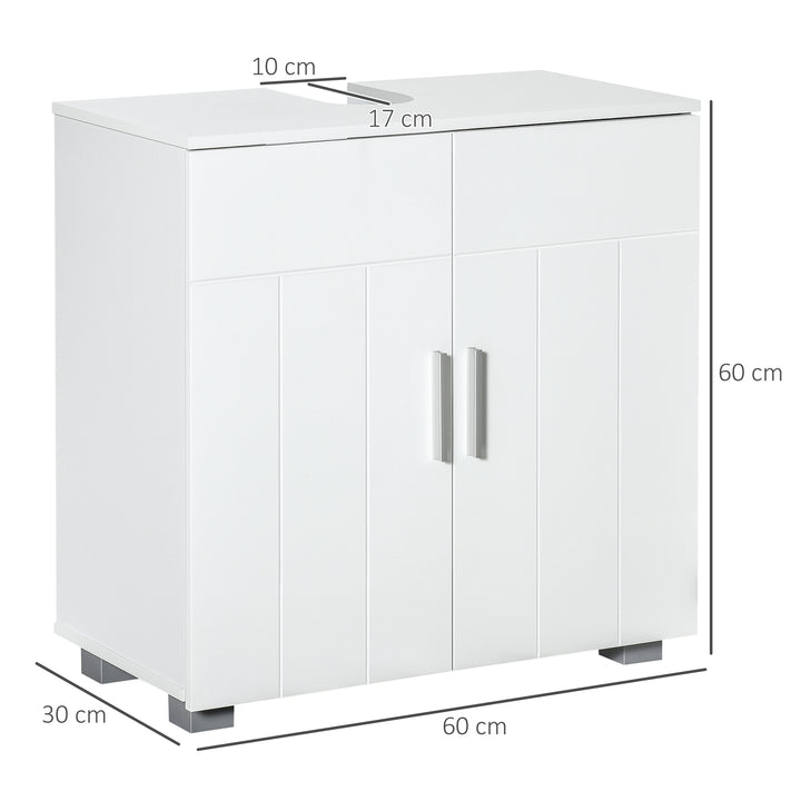 Kleankin Modern Bathroom Vanity Unit, Pedestal Under Sink Cabinet, Storage Cupboard with Double Doors, Adjustable Shelf, White. | Aosom UK