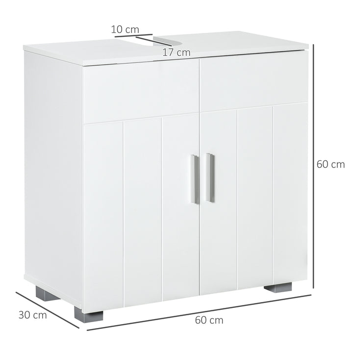 Kleankin Modern Bathroom Vanity Unit, Pedestal Under Sink Cabinet, Storage Cupboard with Double Doors, Adjustable Shelf, White.