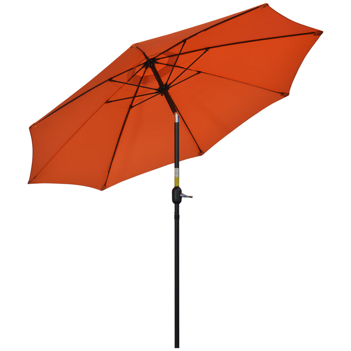 Outsunny 2.6M Patio Parasol Sun Umbrella, Tilt Shade Shelter Canopy with Crank 8 Ribs Aluminium Frame, Orange | Aosom UK