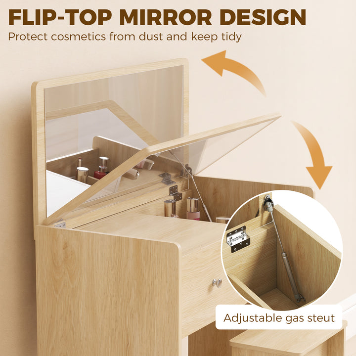 Vanity Desk with Mirror Dressing Table Drawer Set 6 Compartments - view 5