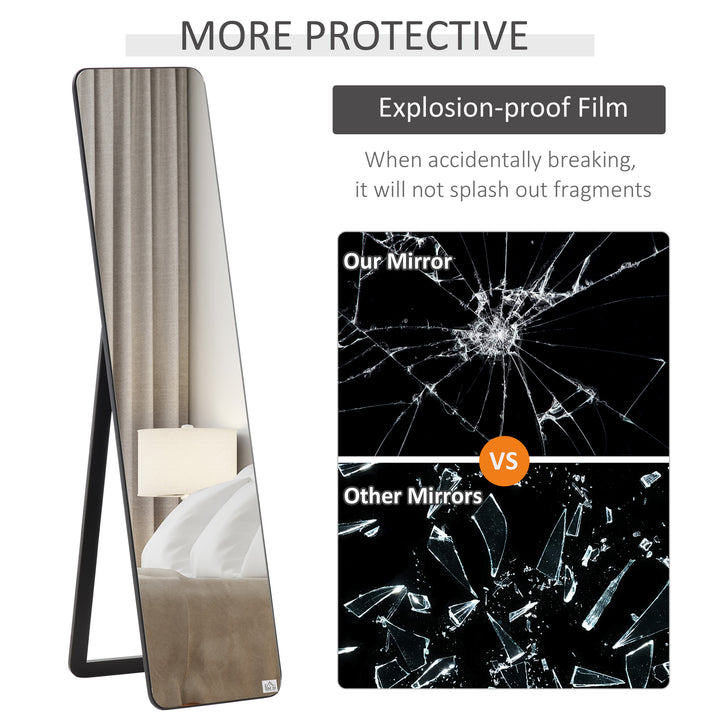 MCL Full Length Mirror, 156 x 37 cm Rectangular Full Body Mirror with Stand, Floor Standing, Hanging or Leaning Against Wall for Bedroom Cloakroom, Black