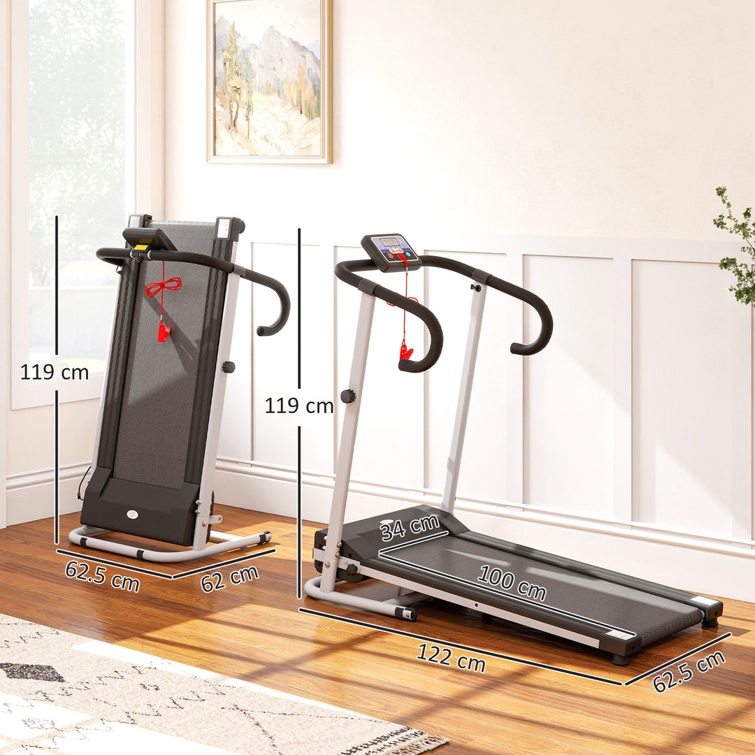 Folding Treadmill with Incline, Walking Pad Treadmill for Home, 1-10km/h Under Desk Running Machine with LCD Display and Wheels, No Assembly, Grey