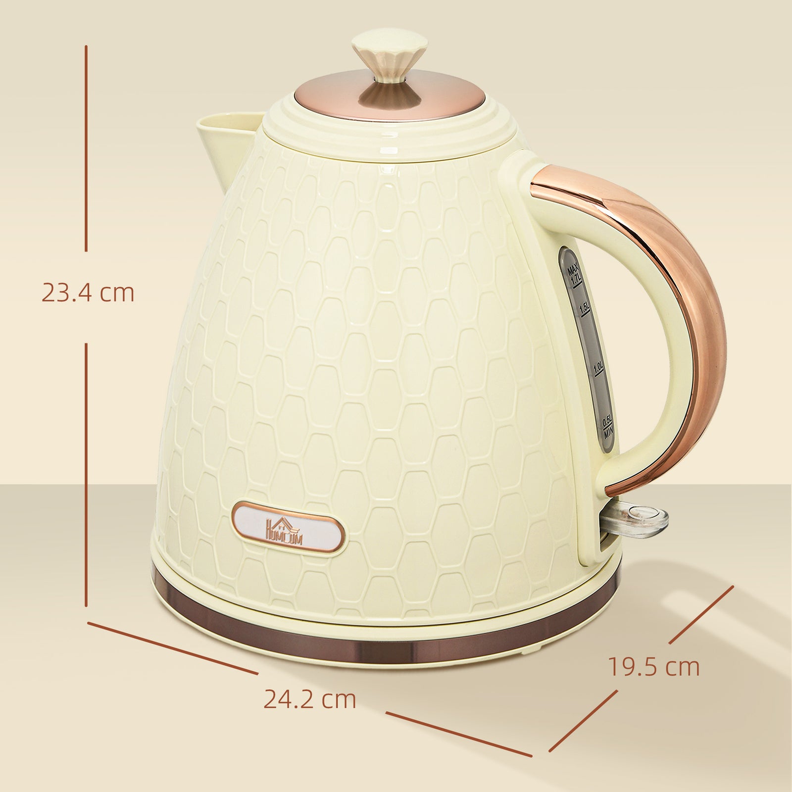 Electric Kettle, 1.7L, Fast Boil, 3000W Cordless Water Kettle with Rem
