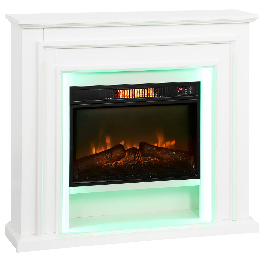 MCL Electric Fireplace with Surround, LED Lights, 38" 1800W Inset Electric Fire and Mantel Reach up to 30 m² with Realistic Flame Effect & 3 Brightness, Remote & Timer for Living Room, White