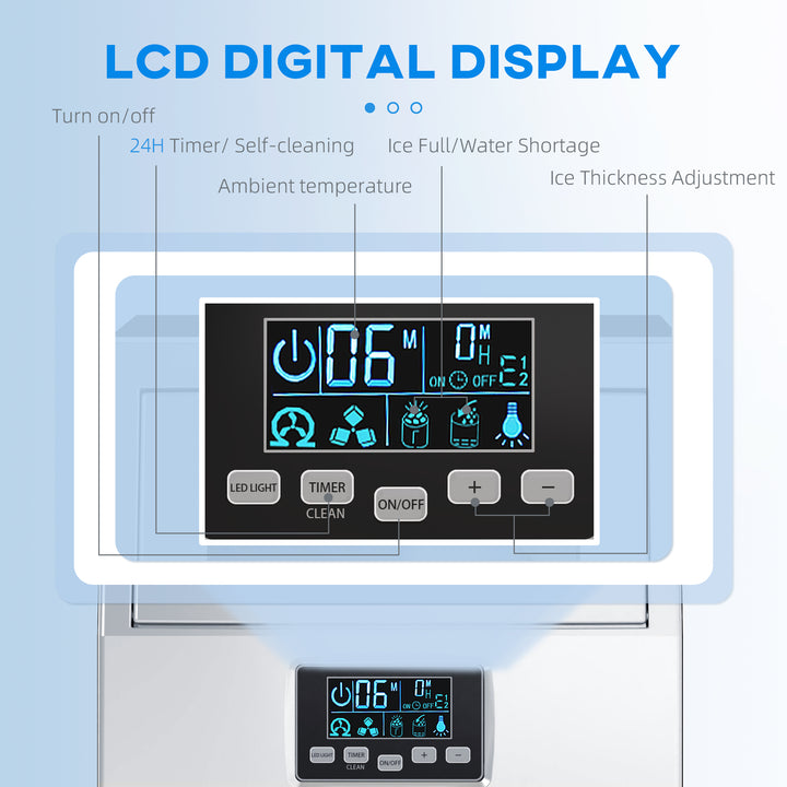Commercial Ice Maker Machine, Freestanding Industrial Ice Cube Maker with Digital Control, Ice Scoop, Self-cleaning, 4kg Ice Storage, 30kg/24 Hours for Home, Office, Bar, Restaurant
