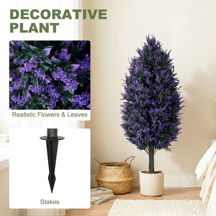 Set of 2 Artificial Lavender Flowers, Indoor Outdoor Fake Plants with 
