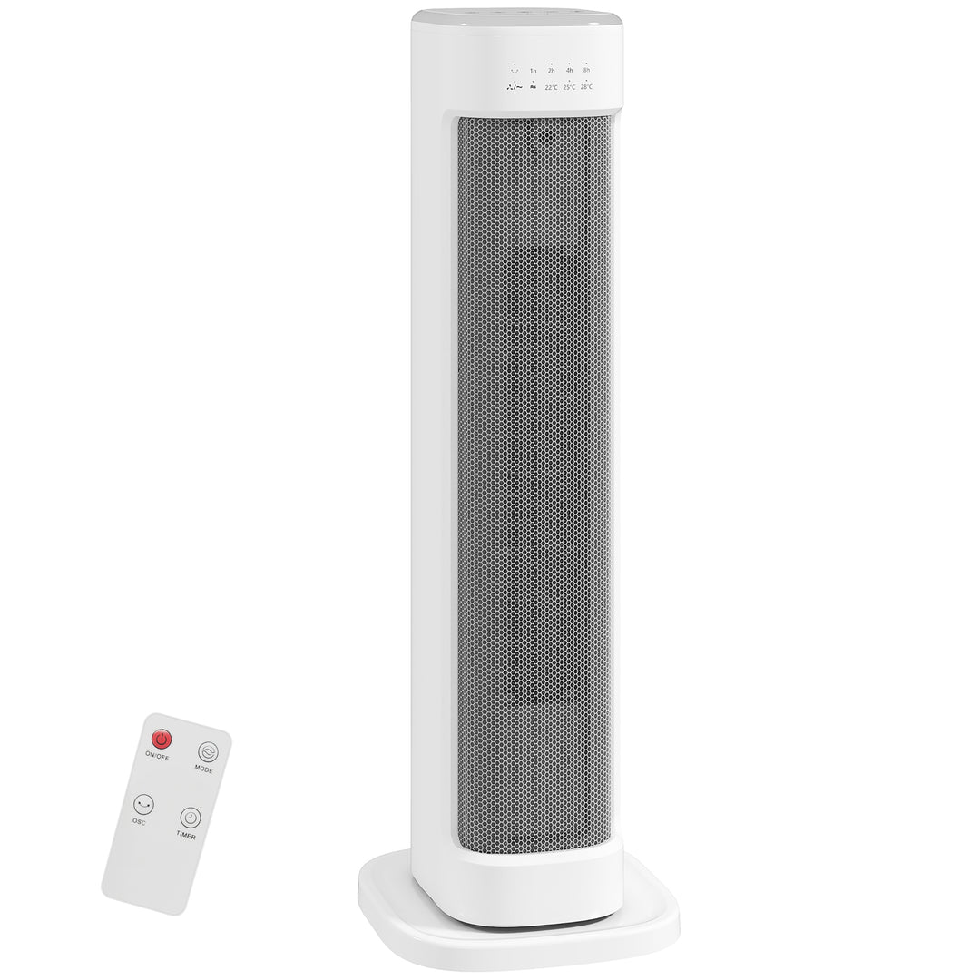 HOMCOM 2000W Ceramic Electric Heater with 3 Heat Settings, Timer - White