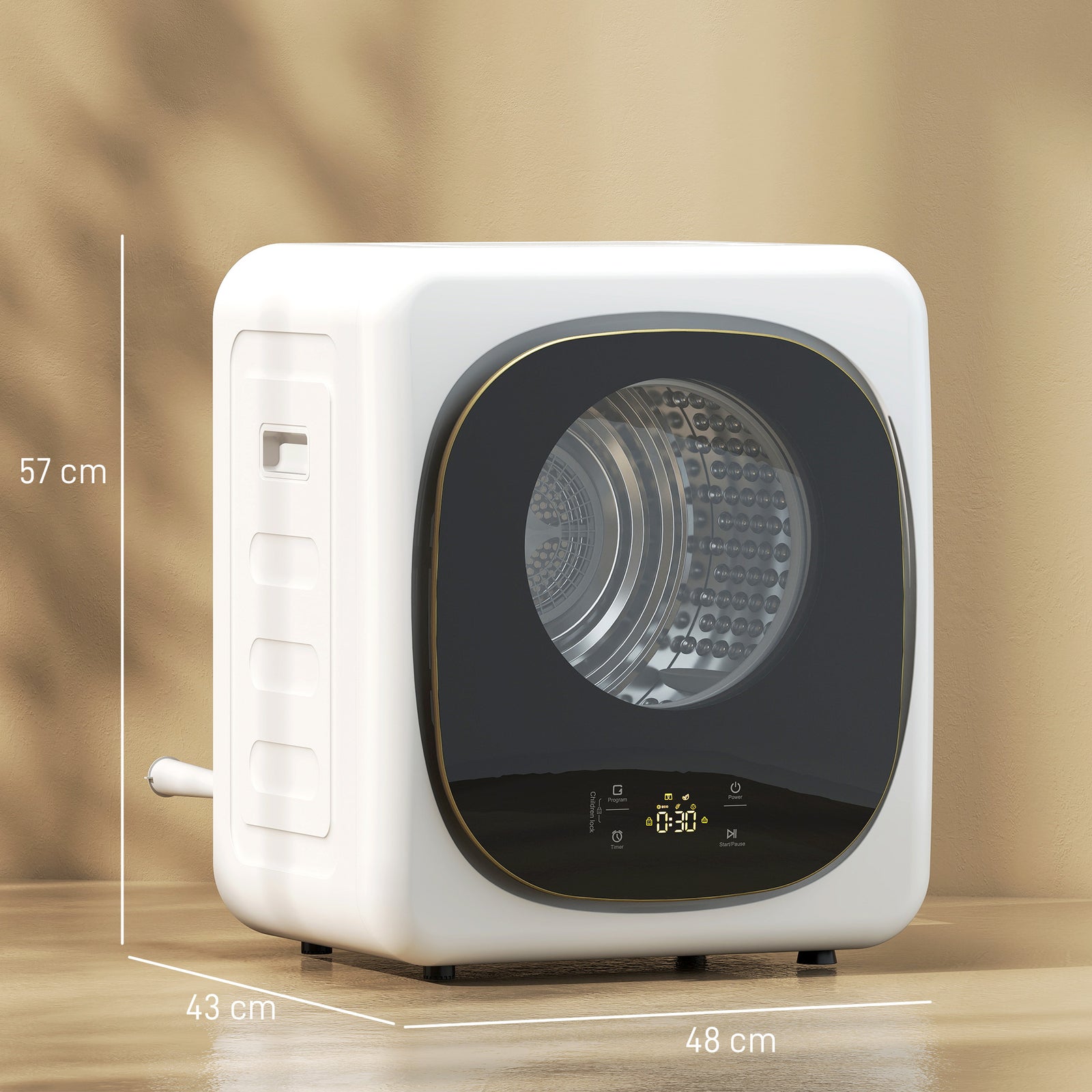 4kg Vented Tumble Dryer with 5 Drying Mode, 800W Compact Freestanding 