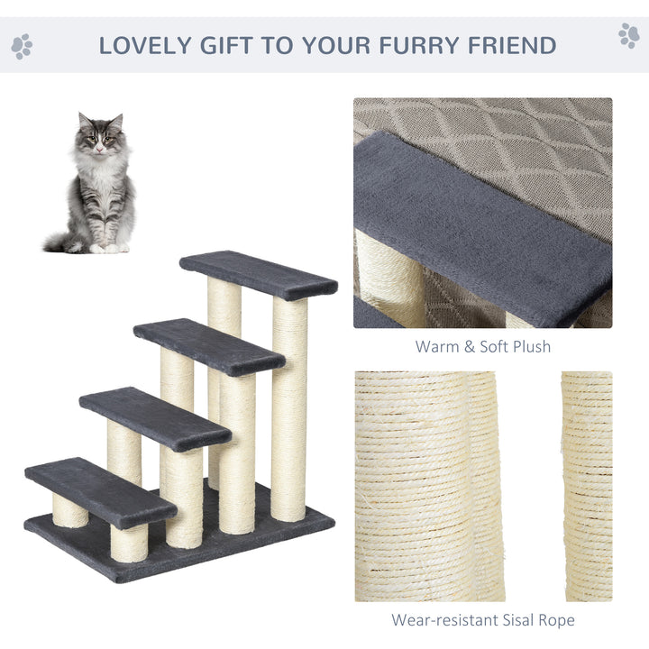 Dog Steps for Bed 4 Step Pet Stairs for Dog Cat ladder Scratch Post Grey