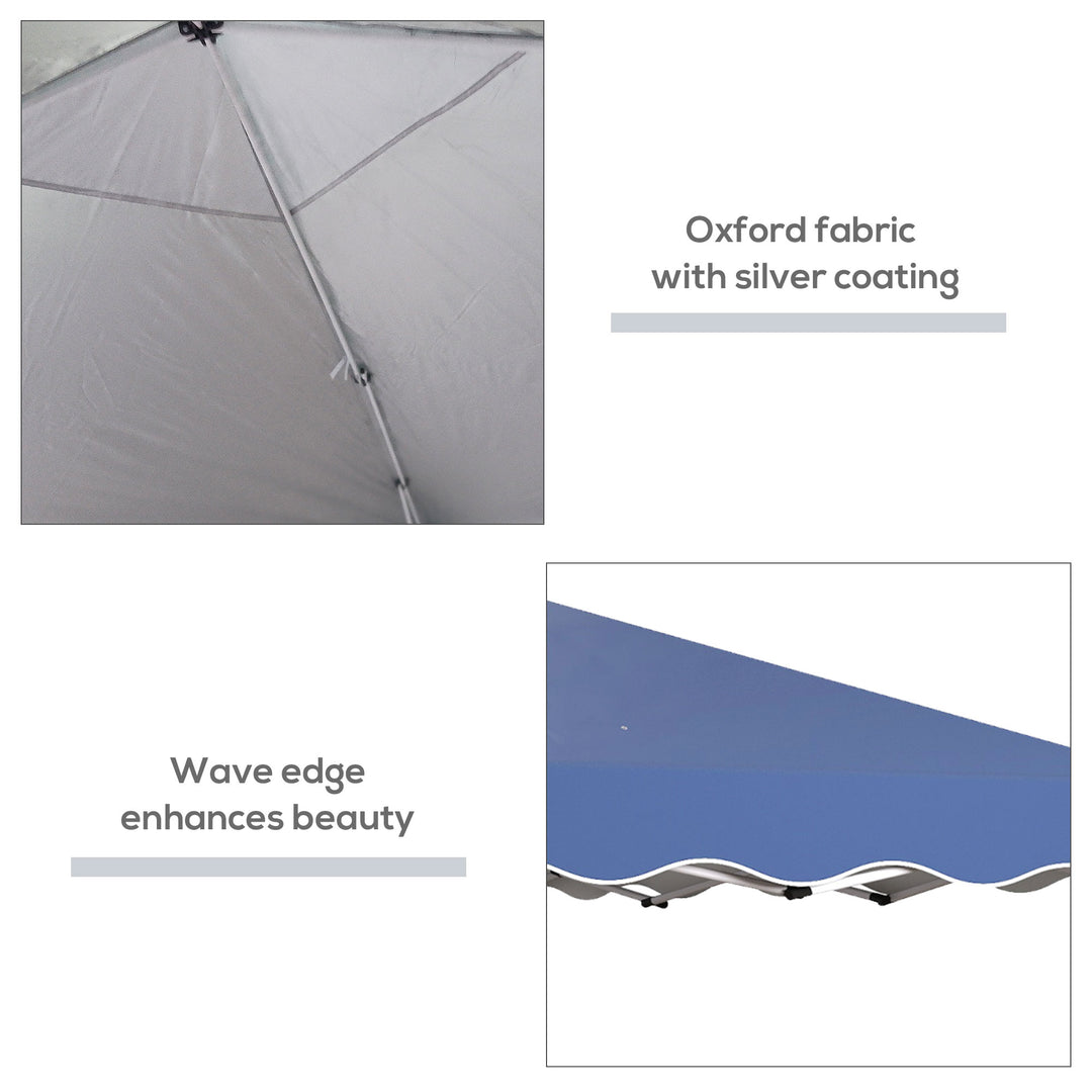 Outsunny 3x3(m) Pop Up Gazebo Canopy, Foldable Tent with Carry Bag, Adjustable Height, Wave Edge, Garden Outdoor Party Tent, Blue