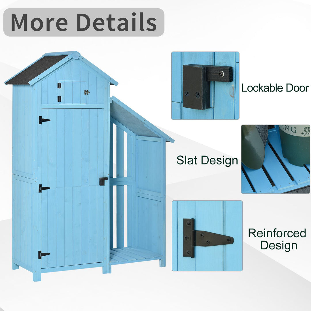 Wooden Shed, Garden Storage Cabinet with Log Store, Waterproof Asphalt Roof and Lockable Door, Narrow Tool Organizer, 130 x 55 x 180 cm
