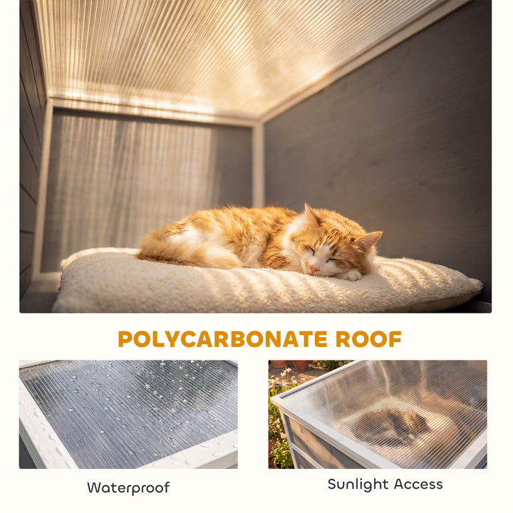 4-Tier Wooden Catio Cat Outdoor Enclosure with Sun Roof, Resting Rooms, 3 Platforms, Window Outdoor Indoor