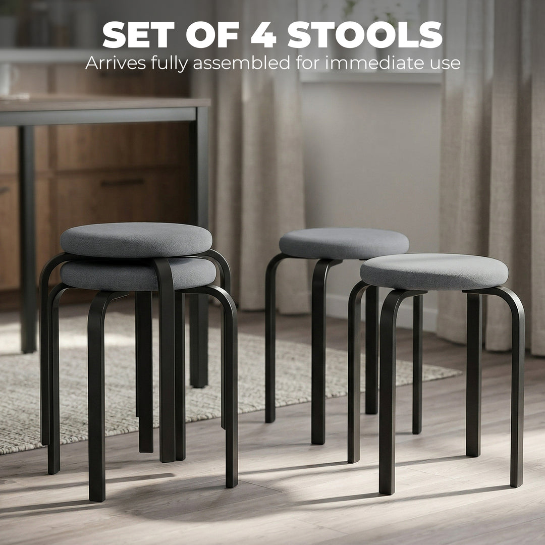 Stackable Stools Modern Cushioned Round Backless Stools Set of 4 Kitch