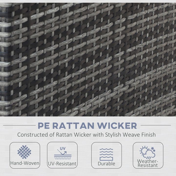 MCL 4pc Garden Rattan Wicker Outdoor Furniture Patio Corner Sofa Love Seat and Table Set  with Cushions Side Desk Storage, Mixed Grey