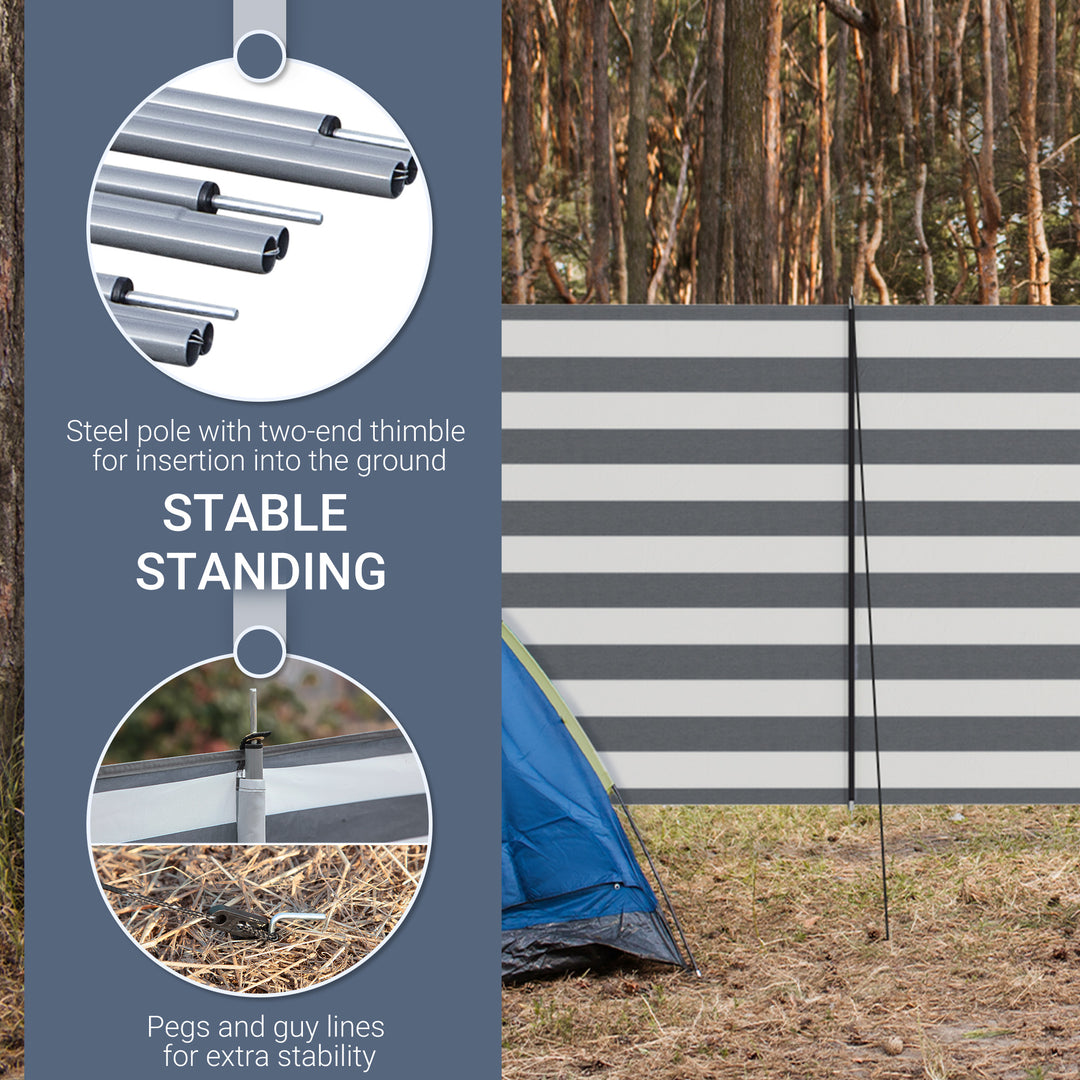 4 Pole Camping Windbreaks, Beach Wind Shield Shelter with Carry Bag and Steel Poles, Outdoor Caravan Privacy Shield, 540cm x 150cm, Grey and White