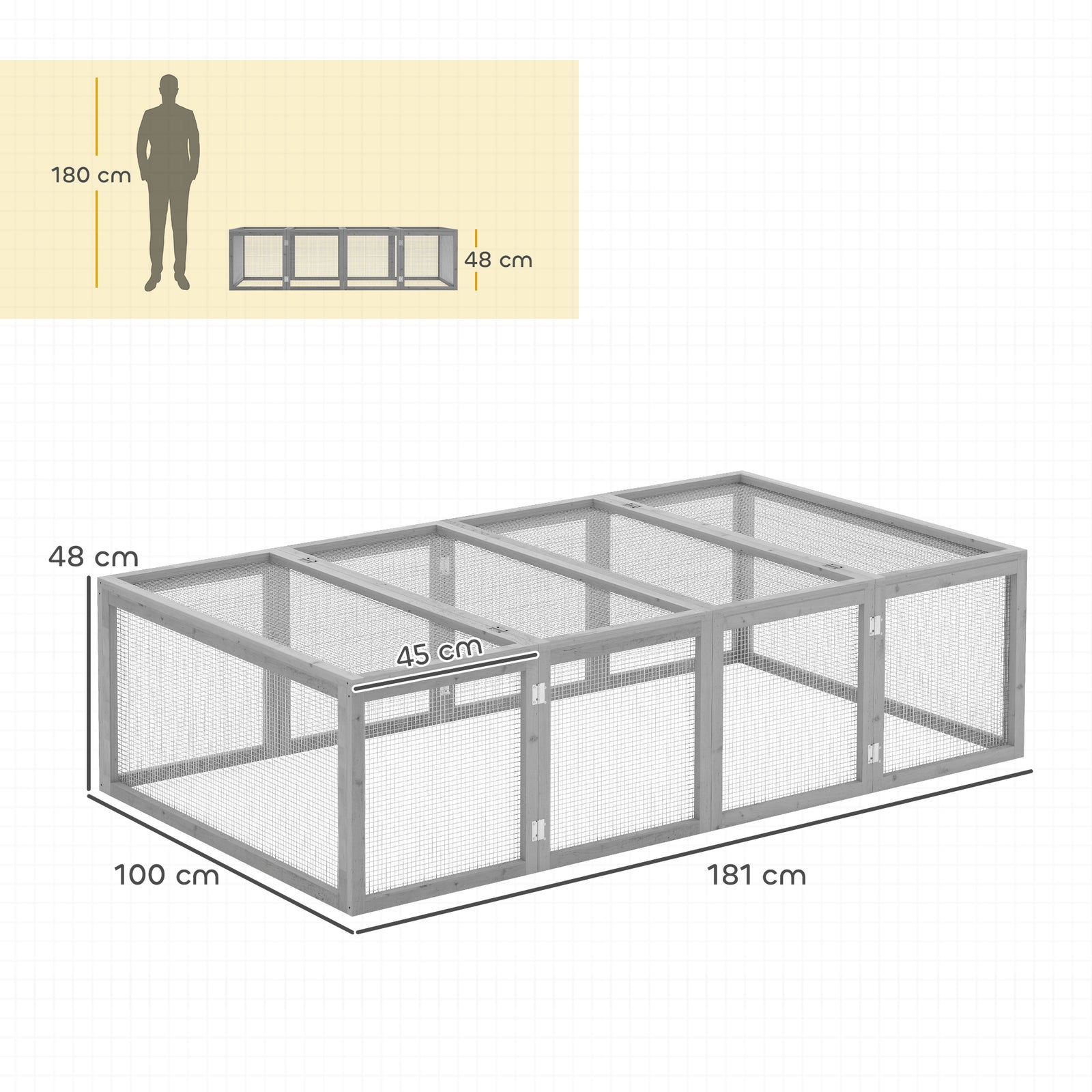 Wooden Rabbit Hutch Cage 6ft with Wire Mesh, Openable Roof, Play Space