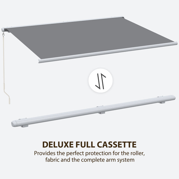 4x3m Full Cassette Electric/Manual Retractable Awning with Remote Controller, Sun Canopies for Patio Door Window with Remote Controller, Grey