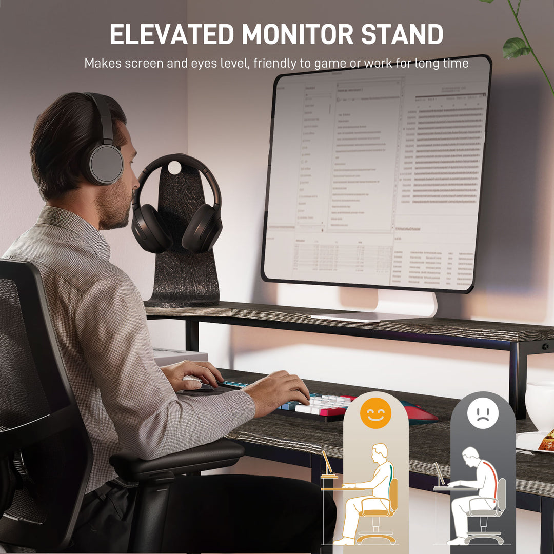 Industrial 'L' Shaped Multi-Work Desk - Charcoal Grey
