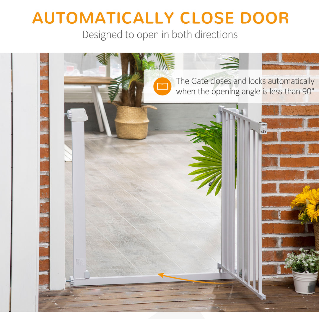 MCL Adjustable Pet Safety Gate Dog Barrier Home Fence Room Divider Stair Guard Mounting White (76 H x 75-82W cm)