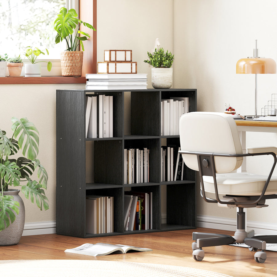 Nine-Cube Storage Shelf - Black