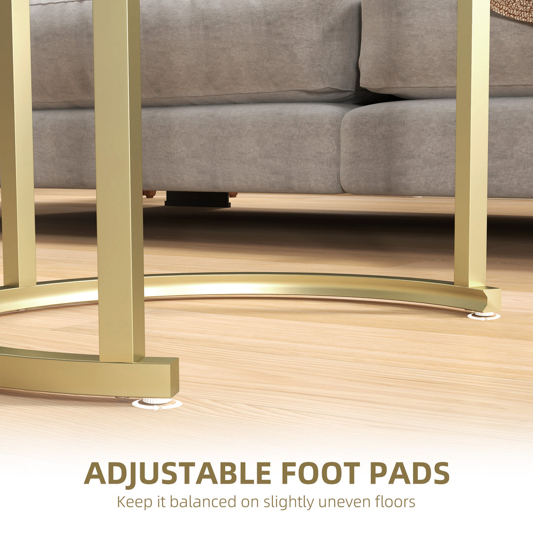 Modern Coffee Table Set of 2, Nest of Tables with Steel Frame and Tempered Glass Tabletop, Side Tables for Living Room Bedroom, Clear