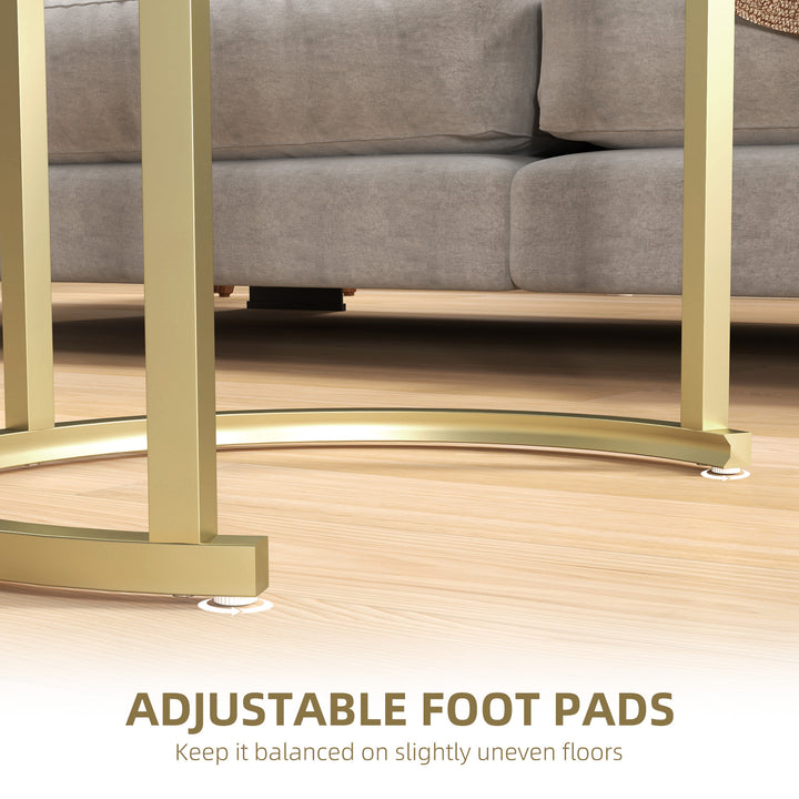 Modern Coffee Table Set of 2, Nest of Tables with Steel Frame and Tempered Glass Tabletop, Side Tables for Living Room Bedroom, Clear