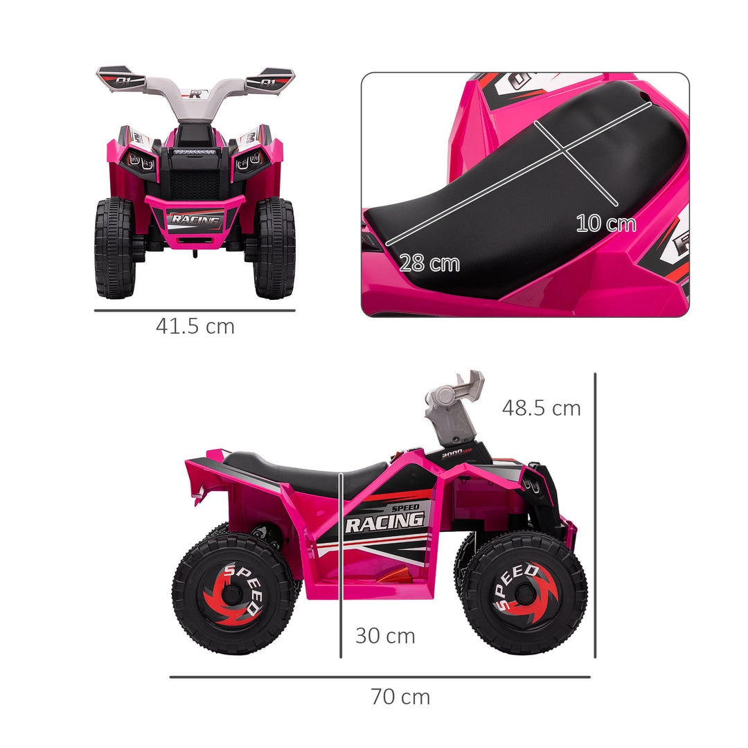 HOMCOM 6V Electric Quad Bike for Toddlers, Wear-Resistant Wheels, Forward and Backward Function, Pink | Aosom UK